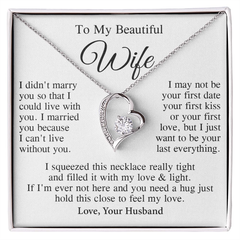 Wife Necklace Gift From Husband, Wedding Anniversary Romantic Gifts for Wife from Husband, Wife Birthday Gifts Message Card and Necklace Gifts Box Gift Box Styles on Birthday, Wedding, Anniversary, Valentine Forever Love