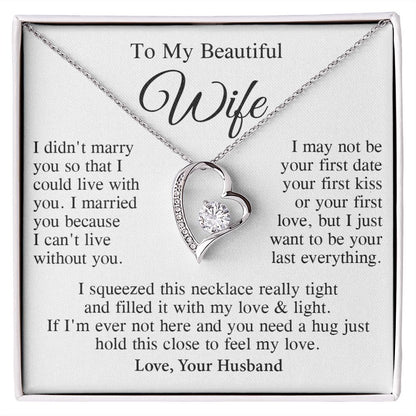 Wife Necklace Gift From Husband, Wedding Anniversary Romantic Gifts for Wife from Husband, Wife Birthday Gifts Message Card and Necklace Gifts Box Gift Box Styles on Birthday, Wedding, Anniversary, Valentine Forever Love