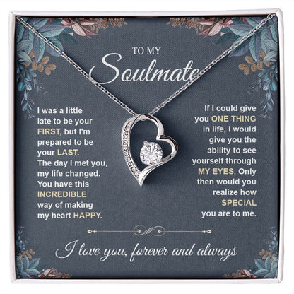 To My Soulmate Necklace for Women, Necklaces Gift For Wife from Husband, Soulmate Jewelry to My Future Wife Necklace, Necklace For Girlfriend with Message Card and Necklace Gift Box Gift Box Styles on Birthday, Christmas, Wedding, Anniversary Forever Love