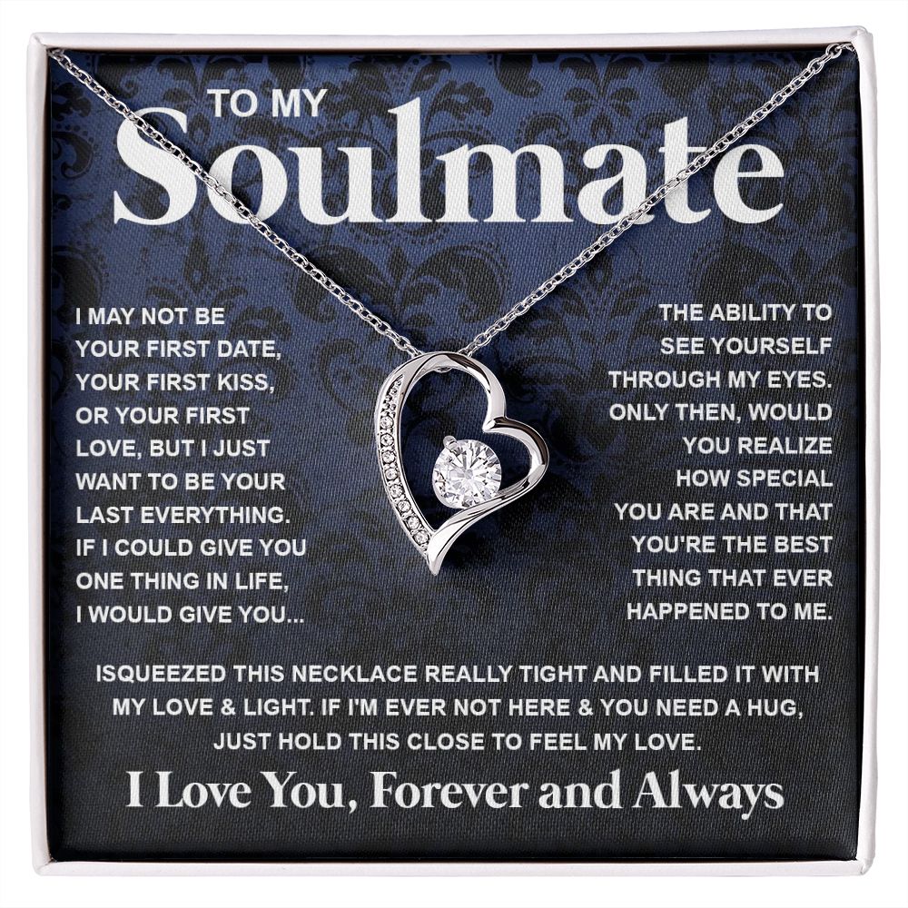 Couples Gifts Necklace To My Soulmate Necklace Anniversary Christmas Jewelry Romantic Gifts For My Wife Pendant Jewelry with Message Card and Box Necklaces for Women Valentines Day Happy Anniversary Wedding Present Forever Love