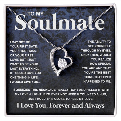 Couples Gifts Necklace To My Soulmate Necklace Anniversary Christmas Jewelry Romantic Gifts For My Wife Pendant Jewelry with Message Card and Box Necklaces for Women Valentines Day Happy Anniversary Wedding Present Forever Love