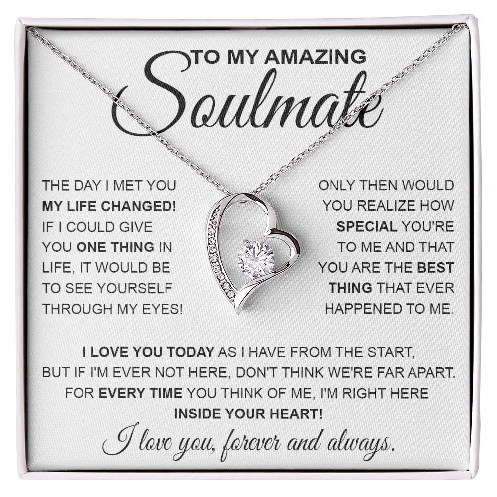 to My Soulmate Necklace, Soulmate Jewelry for Women, Wife Gifts from Husband , Valentine Necklace for Wife Soulmate Gifts Future Wife Necklace Message Card and Gift Box Styles on Birthday, Wedding, Anniversary, Valentine Forever Love