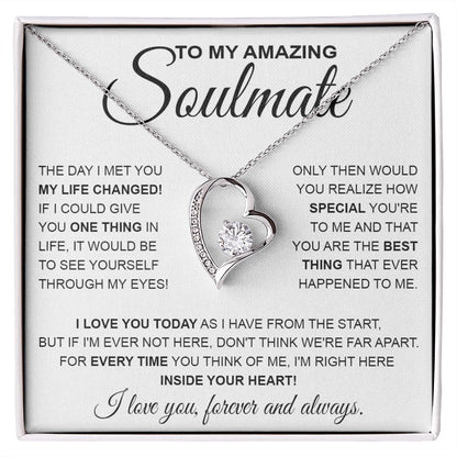 to My Soulmate Necklace, Soulmate Jewelry for Women, Wife Gifts from Husband , Valentine Necklace for Wife Soulmate Gifts Future Wife Necklace Message Card and Gift Box Styles on Birthday, Wedding, Anniversary, Valentine Forever Love