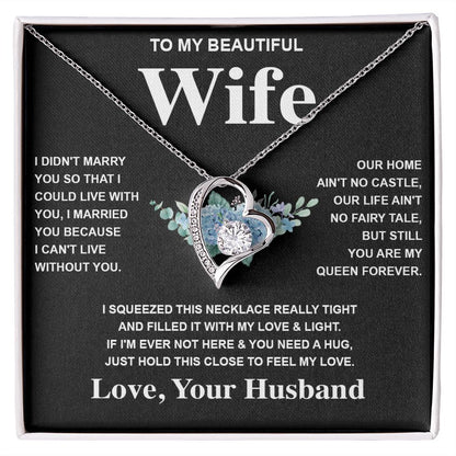 Wife Necklace Gift From Husband To My Badass Wife Pendant Valentines Day Anniversary Jewelry with Message Card and Gift Box. Gift for Wife. Necklace Gift Set for Wife Forever Love