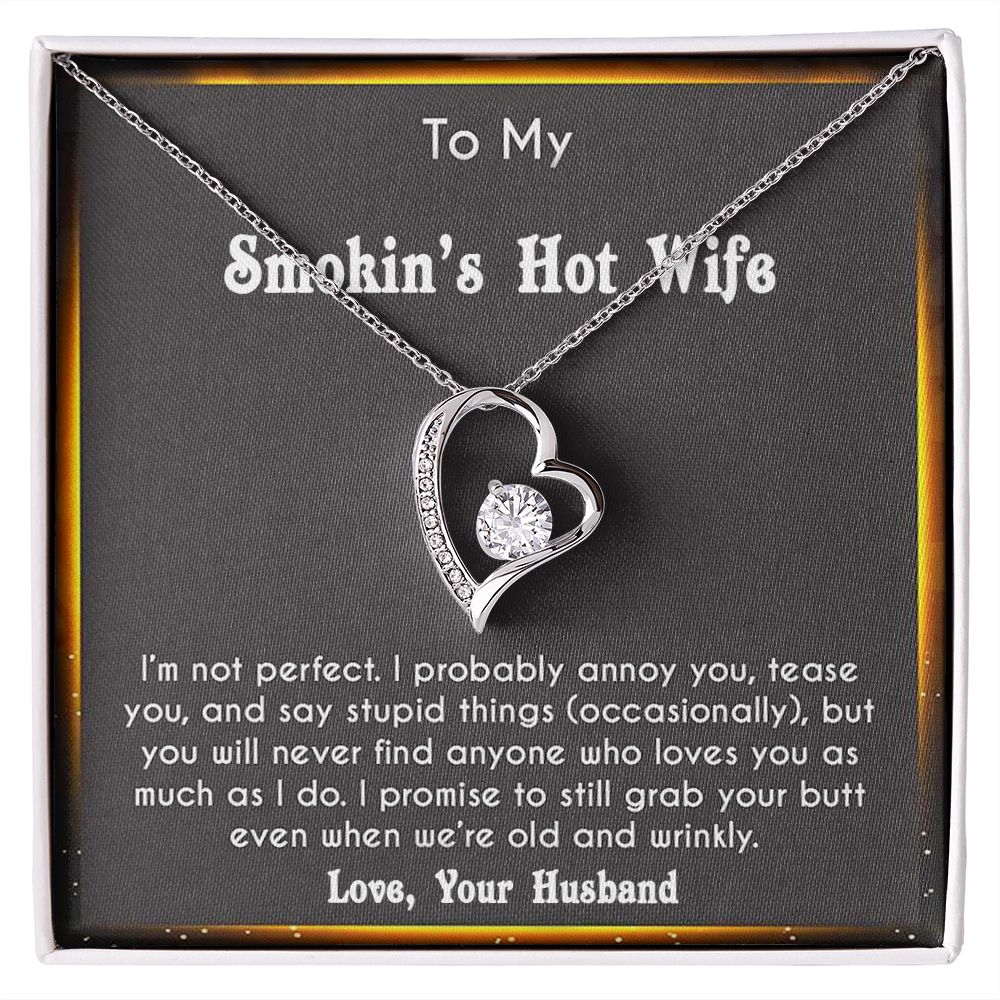 to My Smokin Hot Wife Necklace Future Wife Gifts, Promise Necklace For Her, Fiance Gifts For Her, Valentine Birthday Gifts For Future Wife With Message Card Box LED, Soulmate Necklace For Women, To My Wife Necklace Forever Love