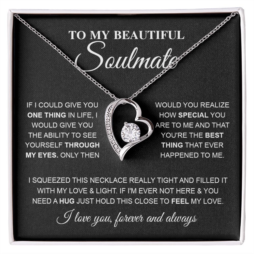 To My Beautiful Soulmate, Love Necklace for Girlfriend, Wife Gift, Soulmate Jewelry, Soulmate Necklace, Future Wife Gift, Necklace for Wife from Husband Necklace Message Card and Gift Box Styles on Birthday, Christmas, Wedding, Anniversary Forever Love