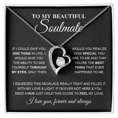 To My Beautiful Soulmate, Love Necklace for Girlfriend, Wife Gift, Soulmate Jewelry, Soulmate Necklace, Future Wife Gift, Necklace for Wife from Husband Necklace Message Card and Gift Box Styles on Birthday, Christmas, Wedding, Anniversary Forever Love