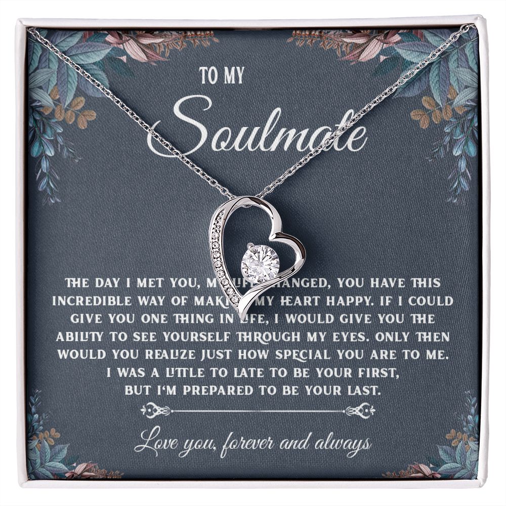 To My Soulmate Necklace Gift, Necklaces For Wife from Husband, Soulmate Necklace to My Beautiful Soulamte, Necklace For Soulmate with Message Card and Necklace Gift Box Gift Box Styles on Birthday, Christmas, Wedding, Anniversary, Valentine Forever Love