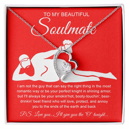 To My Beautiful Soulmate Necklace For Women, Funny Gifts For Girlfriend,Valentine Presents For Girlfriend, Best Birthday Meaningful Gift Ideas For Wife, Women Romantic Jewelry For Her Anniversary Message Card and Gift Box Styles Forever Love
