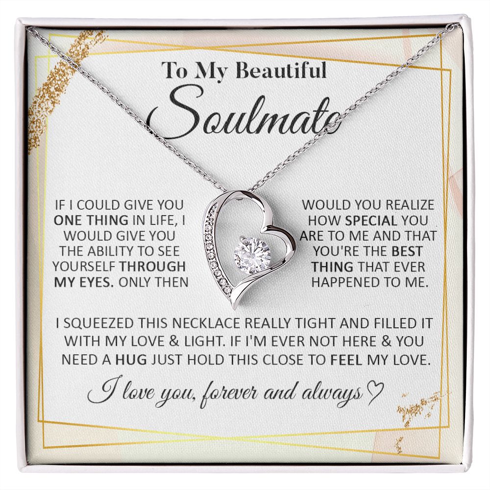 Couples Gifts To My Beautiful Soulmate Necklace From Husband, Necklace For Wife From Husband, Wife Wedding From Husband, To My Wife, Necklace Custom Name Message Card and Gift Box Styles on Birthday, Christmas, Wedding, Anniversary Forever Love