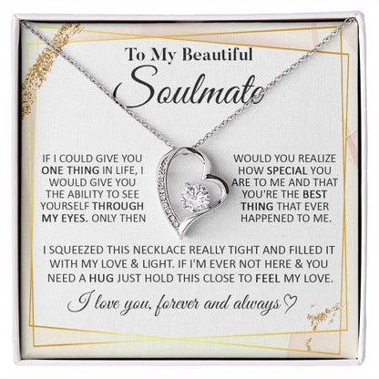Couples Gifts To My Beautiful Soulmate Necklace From Husband, Necklace For Wife From Husband, Wife Wedding From Husband, To My Wife, Necklace Custom Name Message Card and Gift Box Styles on Birthday, Christmas, Wedding, Anniversary Forever Love