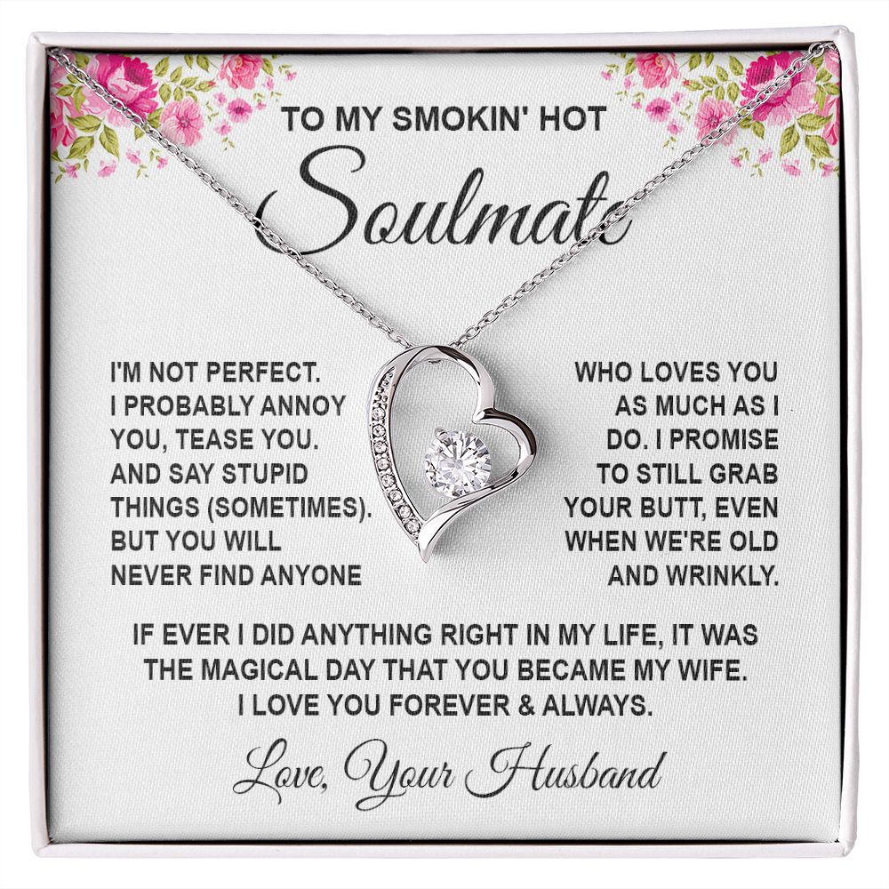 Soulmate Necklace Gifts from Husband, Wedding Anniversary Gifts for Wife from Husband, Wife Valentine Gifts from Husband, To My Wife Necklace Message Card and Necklace Gifts Box Gift Box Styles on Birthday, Wedding, Anniversary, Valentine Forever Love