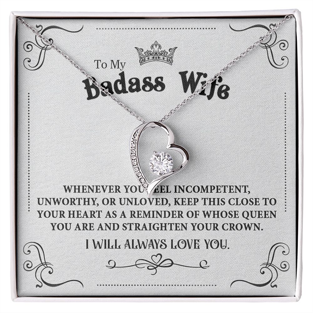 Personalized Valentine Gift For Badass Wife, To My Wife Necklace For Women, Soulmate Necklace, To My Wife Necklace From Husband, Necklace Custom Name Message Card and Gift Box Styles on Birthday, Christmas, Wedding, Anniversary Forever Love