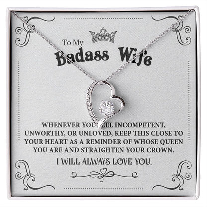 Personalized Valentine Gift For Badass Wife, To My Wife Necklace For Women, Soulmate Necklace, To My Wife Necklace From Husband, Necklace Custom Name Message Card and Gift Box Styles on Birthday, Christmas, Wedding, Anniversary Forever Love