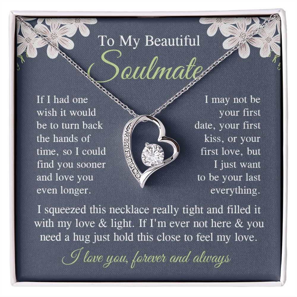 Soulmate Necklace Gift for Her, Soulmate Jewelry, Necklace for Future Soulmate, Valentine Anniversary Jewelry for Wife Necklace Gifts from Husband - Soulmate Gift Necklace with Message Card and Gift Box Forever Love