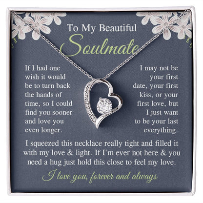 Soulmate Necklace Gift for Her, Soulmate Jewelry, Necklace for Future Soulmate, Valentine Anniversary Jewelry for Wife Necklace Gifts from Husband - Soulmate Gift Necklace with Message Card and Gift Box Forever Love