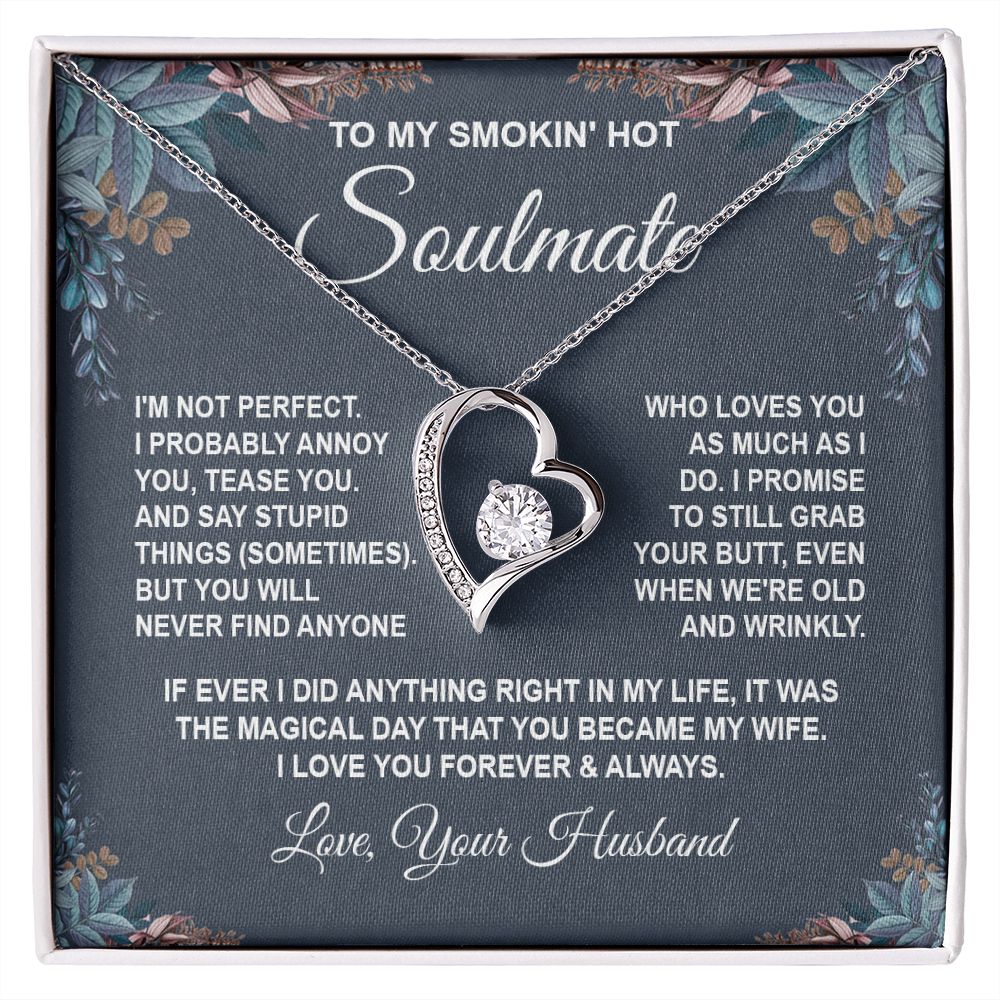 Soulmate Necklace Gifts from Husband, Anniversary Gifts for Wife from Husband, Wife Valentine Gifts from Husband, To My Wife Necklace Message Card and Necklace Gifts Box Gift Box Styles on Birthday, Wedding, Anniversary, Valentine Forever Love