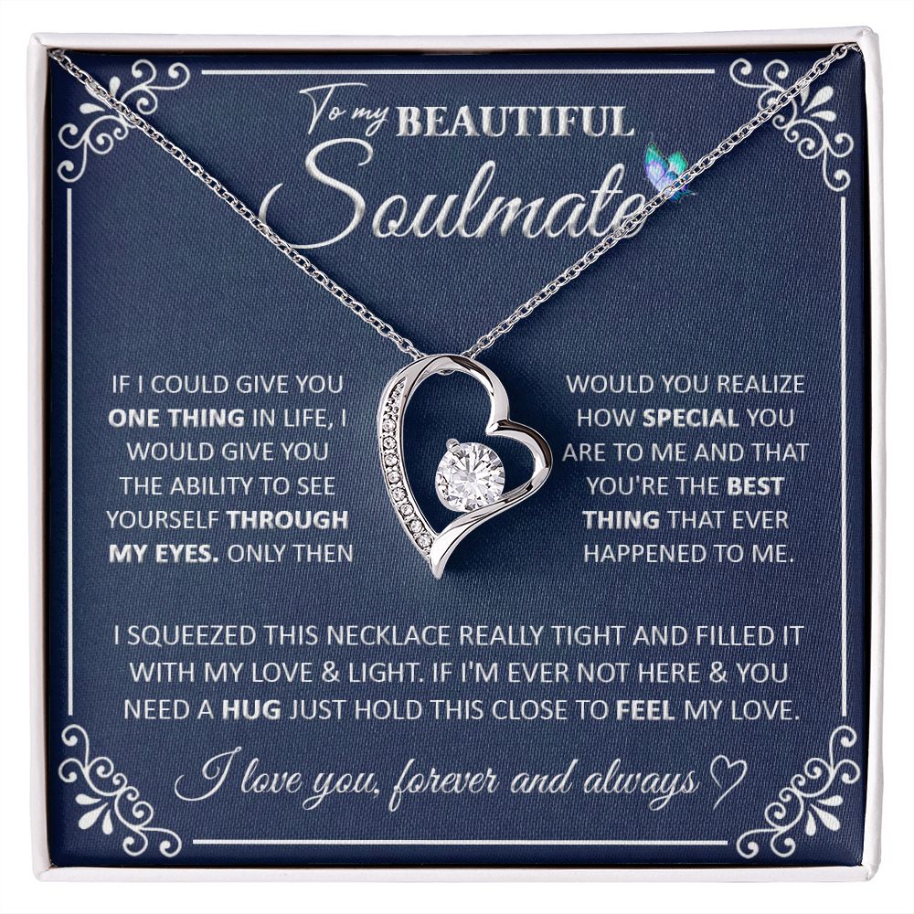 Couples Gifts, To My Beautiful Soulmate Necklace Gifts From Husband, Wedding Anniversary For Wife From Husband, To My Beautiful Wife Necklace, Necklace Custom Name Message Card and Gift Box Styles on Birthday, Christmas, Wedding, Anniversary Forever Love