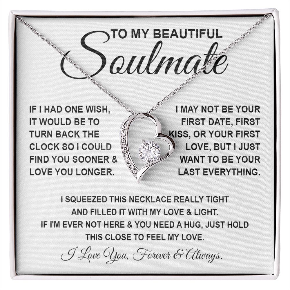 To My Beautiful Soulmate Necklace, Soulmate Jewelry For Women, Wife Necklace From Husband, Soulmate Gifts For Her, To My Future Wife Necklace Message Card and Necklace Gift Box Gift Box Styles on Birthday, Wedding, Anniversary, Valentine Forever Love