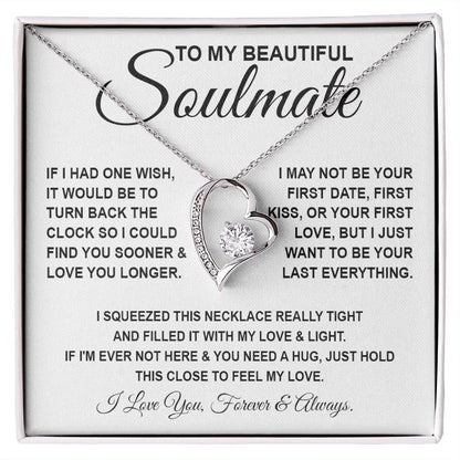 To My Beautiful Soulmate Necklace, Soulmate Jewelry For Women, Wife Necklace From Husband, Soulmate Gifts For Her, To My Future Wife Necklace Message Card and Necklace Gift Box Gift Box Styles on Birthday, Wedding, Anniversary, Valentine Forever Love