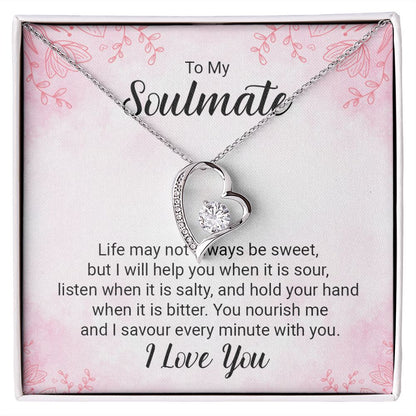 To My Soulmate Necklace for her Jewelry For Her Couples Gifts Necklaces For Soul Mate Christmas Jewelry, Love Knot Meaningful Necklace Message Card and Gift Box Styles on Birthday, Christmas, Anniversary Forever Love
