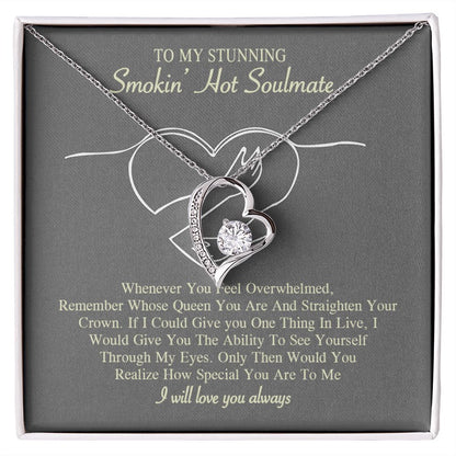 To My Smokin Hot Soulmate Necklace, Love Necklace for Girlfriend, Soulmate Jewelry, Soulmate Necklace, Future Wife Gift, Necklace for Wife from Husband Necklace Message Card and Gift Box Styles on Birthday, Christmas, Wedding, Anniversary Forever Love