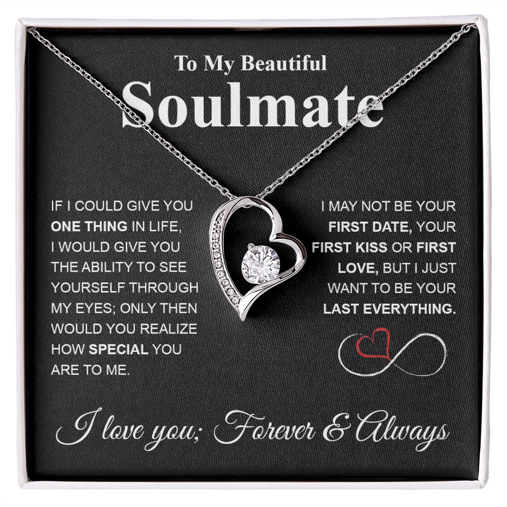To My Beautiful Soulmate Necklace My Last Everything, Promise Necklace For Her, Fiance Gifts For Her, Valentine Gifts For Future Wife With Message Card Box LED, Soulmate Necklace For Women, To My Wife Necklace Forever Love
