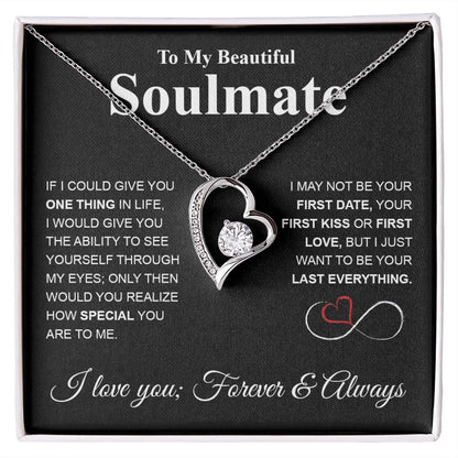 To My Beautiful Soulmate Necklace My Last Everything, Promise Necklace For Her, Fiance Gifts For Her, Valentine Gifts For Future Wife With Message Card Box LED, Soulmate Necklace For Women, To My Wife Necklace Forever Love