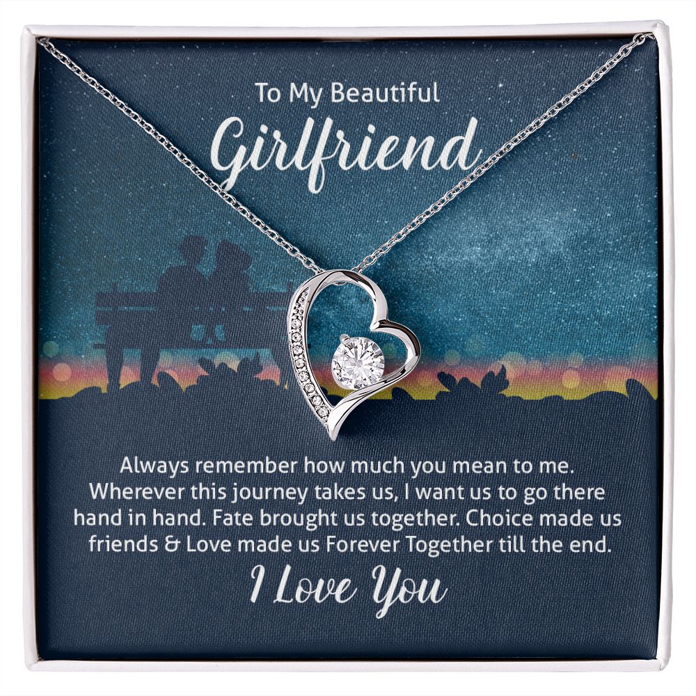 Couples Gifts Necklace To My Beautiful Girlfriend Necklace Gifts For My Wife, I Love You, Love Knot Meaningful Necklace Message Card and Gift Box Styles on Birthday, Christmas, Anniversary Forever Love