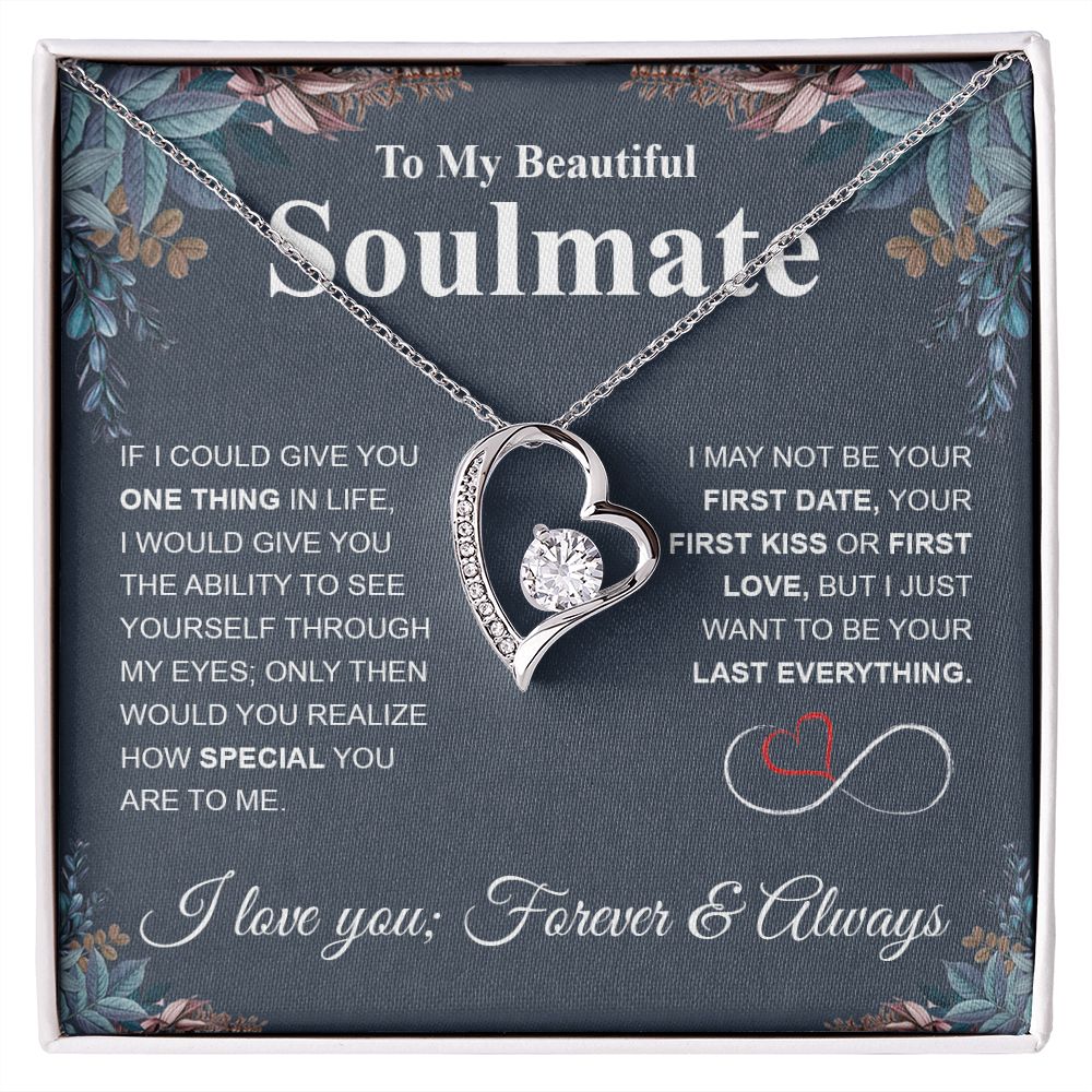 To My Beautiful Soulmate Necklace My Last Everything, Promise Necklace For Her, Fiance Gift For Her, Wedding Gifts For Future Wife With Message Card Box LED, Soulmate Necklace For Women, To My Wife Necklace Forever Love