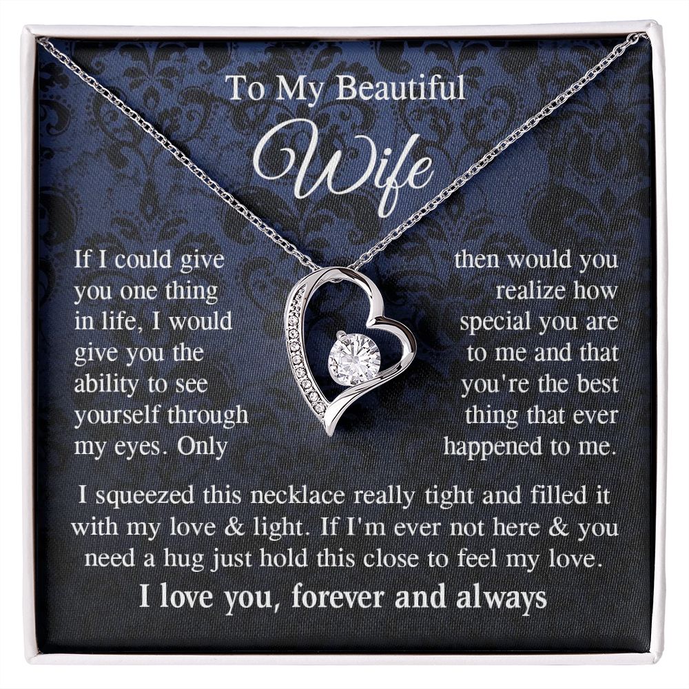 Wife Necklace Gift for Her, Soulmate Jewelry, Necklace for Future Wife, Valentine Anniversary Jewelry for Wife Necklace Gifts from Husband - Soulmate Gift Necklace with Message Card and Gift Box Forever Love