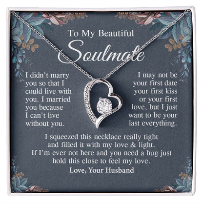 Soulmate Necklace Gift From Husband, Anniversary Romantic Gifts for Wife from Husband, Soulmate Anniversary Gifts Message Card and Necklace Gifts Box Gift Box Styles on Birthday, Wedding, Anniversary, Valentine Forever Love