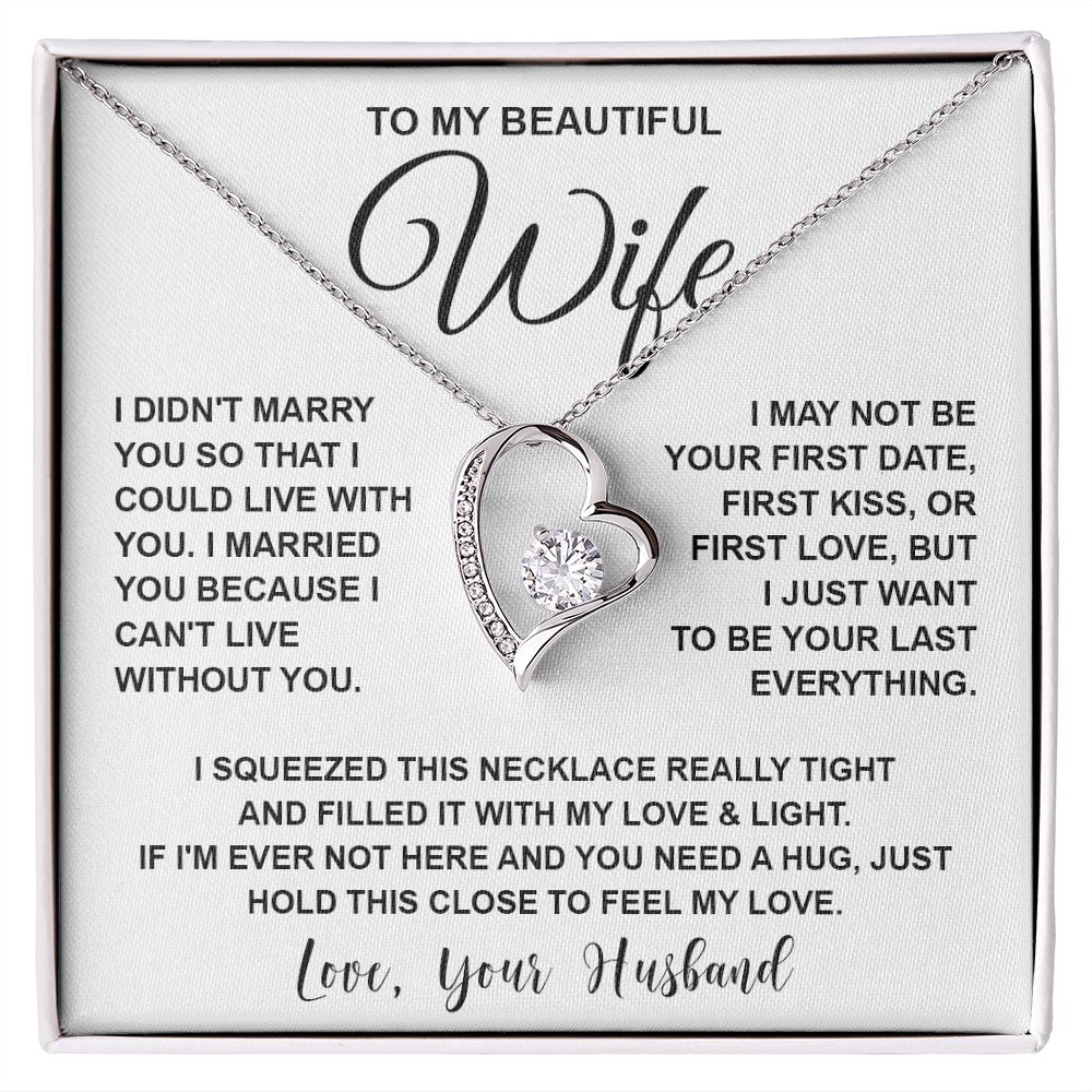 Wife Necklace Gifts From Husband, For Wife From Husband, Wife Valentine Gifts From Husband, Necklaces For Wife From Husband To My Wife Necklace Message Card and Necklace Gift Box Gift Box Styles on Birthday, Wedding, Anniversary, Valentine Forever Love