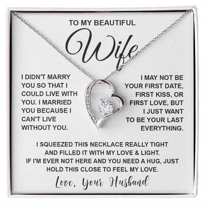 Wife Necklace Gifts From Husband, For Wife From Husband, Wife Valentine Gifts From Husband, Necklaces For Wife From Husband To My Wife Necklace Message Card and Necklace Gift Box Gift Box Styles on Birthday, Wedding, Anniversary, Valentine Forever Love