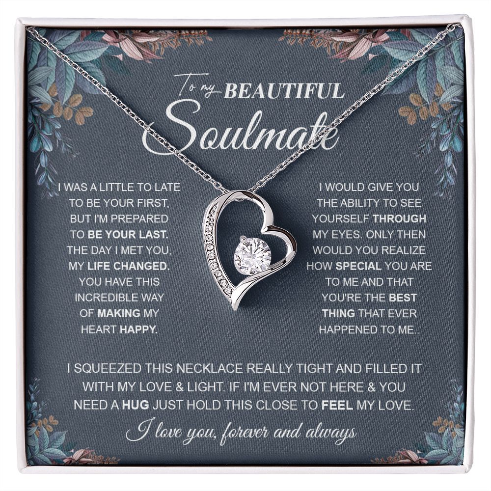to My Beautiful Soulmate Necklace Future Wife Gifts, Promise Necklace For Her, Fiance Gifts For Her, Anniversary Birthday Gifts For Future Wife With Message Card Box LED, Soulmate Necklace For Women, To My Wife Necklace Forever Love