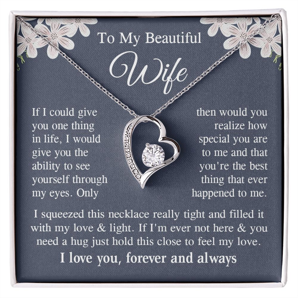 Wife Necklace Gift for Her, Soulmate Jewelry, Necklace for Future Wife, Wedding Anniversary Jewelry for Wife Necklace Gifts from Husband - Soulmate Gift Necklace with Message Card and Gift Box Forever Love