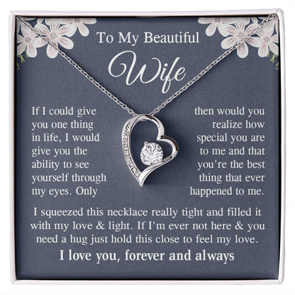 Wife Necklace Gift for Her, Soulmate Jewelry, Necklace for Future Wife, Wedding Anniversary Jewelry for Wife Necklace Gifts from Husband - Soulmate Gift Necklace with Message Card and Gift Box Forever Love