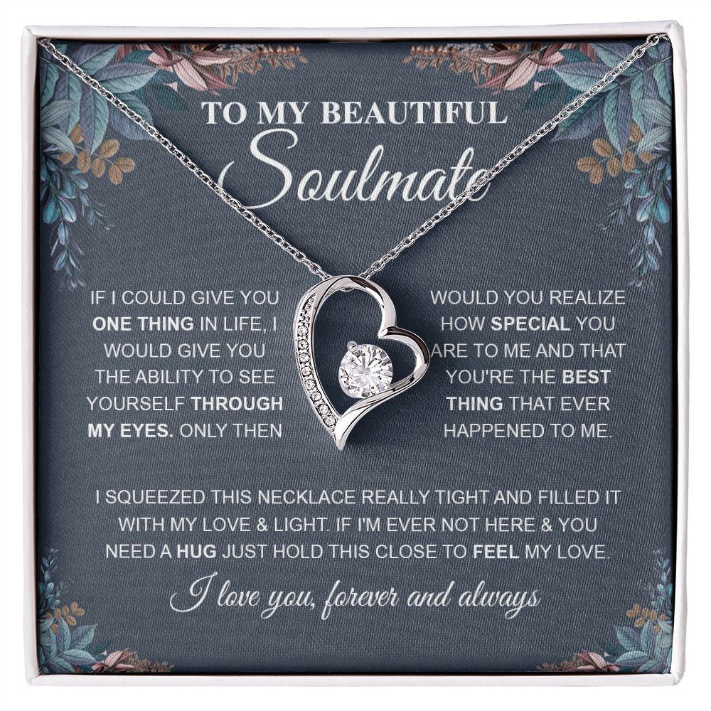 To My Beautiful Soulmate Necklace, Love Necklace for Girlfriend, Wife Gift, Soulmate Jewelry, Soulmate Necklace, Future Wife Gift, Necklace for Wife from Husband Necklace Message Card and Gift Box Styles on Birthday, Christmas, Wedding, Anniversary Foreve