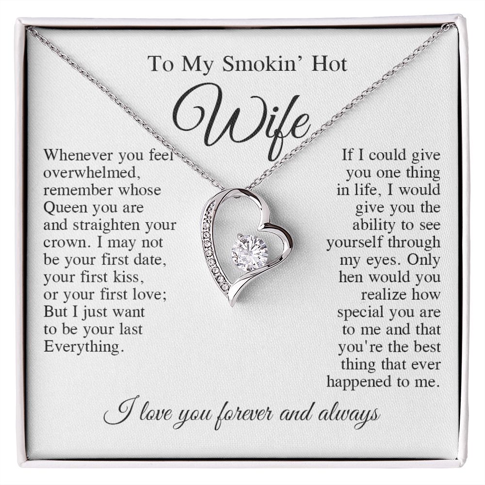 To My Beautiful Wife Necklace, Wedding Anniversary Jewelry for Women, Anniversary Gifts For Wife From Husband To My Wife Necklace Message Card and Necklace Gift Box Gift Box Styles on Birthday, Wedding, Anniversary, Valentine Forever Love