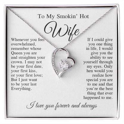 To My Beautiful Wife Necklace, Wedding Anniversary Jewelry for Women, Anniversary Gifts For Wife From Husband To My Wife Necklace Message Card and Necklace Gift Box Gift Box Styles on Birthday, Wedding, Anniversary, Valentine Forever Love