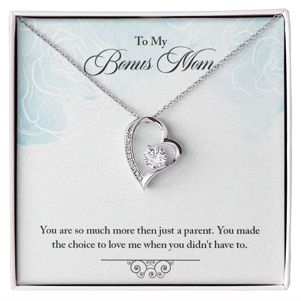 My Bonus Mom Necklace, Dear Mom, Mother's Day Necklace, Gift for Mom from Daughter, Son, Amazing Mom, Perfect Mother Mother's Day Gift, Love Knot Necklace Message Card and Gift Box Styles on Birthday, Christmas, Anniversary  Forever Love