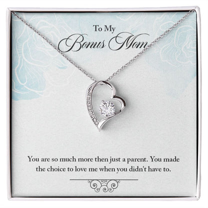 My Bonus Mom Necklace, Dear Mom, Mother's Day Necklace, Gift for Mom from Daughter, Son, Amazing Mom, Perfect Mother Mother's Day Gift, Love Knot Necklace Message Card and Gift Box Styles on Birthday, Christmas, Anniversary  Forever Love