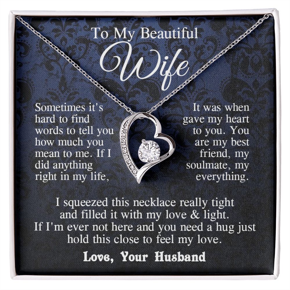 Wife Necklace from Husband, Anniversary Romantic Gift for Wife from Husband to My Wife Necklaces for Wife Birthday Gifts, Wife Jewelry Necklace Message Card and Necklace Gift Box Gift Box Styles on Birthday, Wedding, Anniversary, Valentine Forever Love
