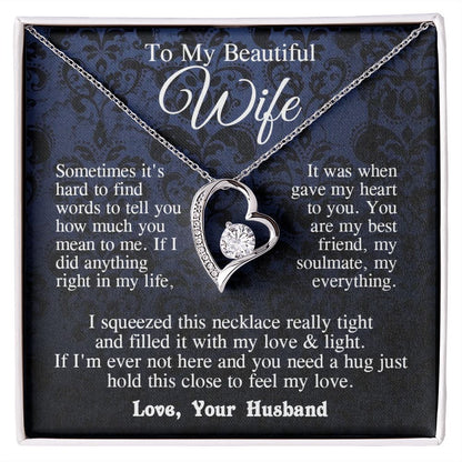 Wife Necklace from Husband, Anniversary Romantic Gift for Wife from Husband to My Wife Necklaces for Wife Birthday Gifts, Wife Jewelry Necklace Message Card and Necklace Gift Box Gift Box Styles on Birthday, Wedding, Anniversary, Valentine Forever Love