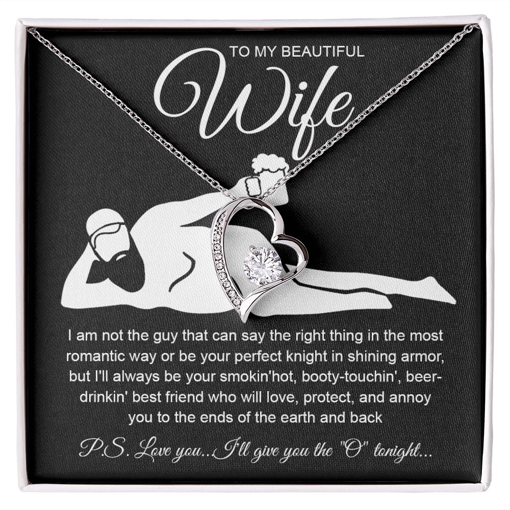 To My Beautiful Wife Necklace For Women, Funny Gifts For Girlfriend,Valentine Christmas Presents For Girlfriend, Best Birthday Meaningful Gift Ideas For Wife, Women Romantic Jewelry For Her Anniversary Message Card and Gift Box Styles Forever Love