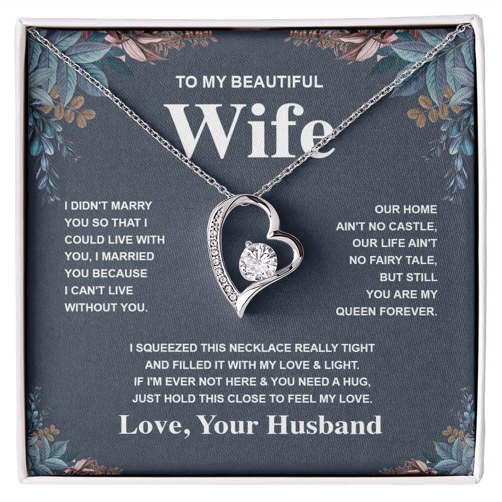Wife Necklace Gift From Husband To My Badass Wife Valentines Days Anniversary Jewelry with Message Card and Gift Box. Gift for Wife. Necklace Gift Set for Wife Message Card and Necklace Gifts Box Gift Box Styles Forever Love