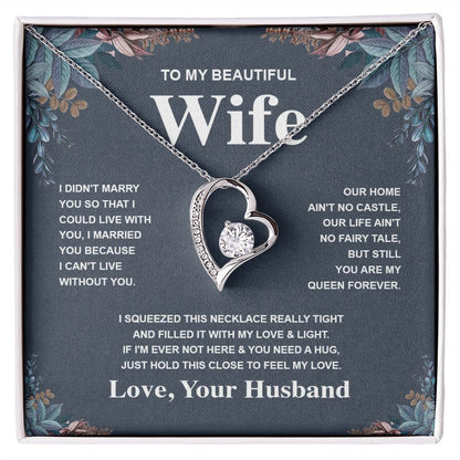 Wife Necklace Gift From Husband To My Badass Wife Valentines Days Anniversary Jewelry with Message Card and Gift Box. Gift for Wife. Necklace Gift Set for Wife Message Card and Necklace Gifts Box Gift Box Styles Forever Love