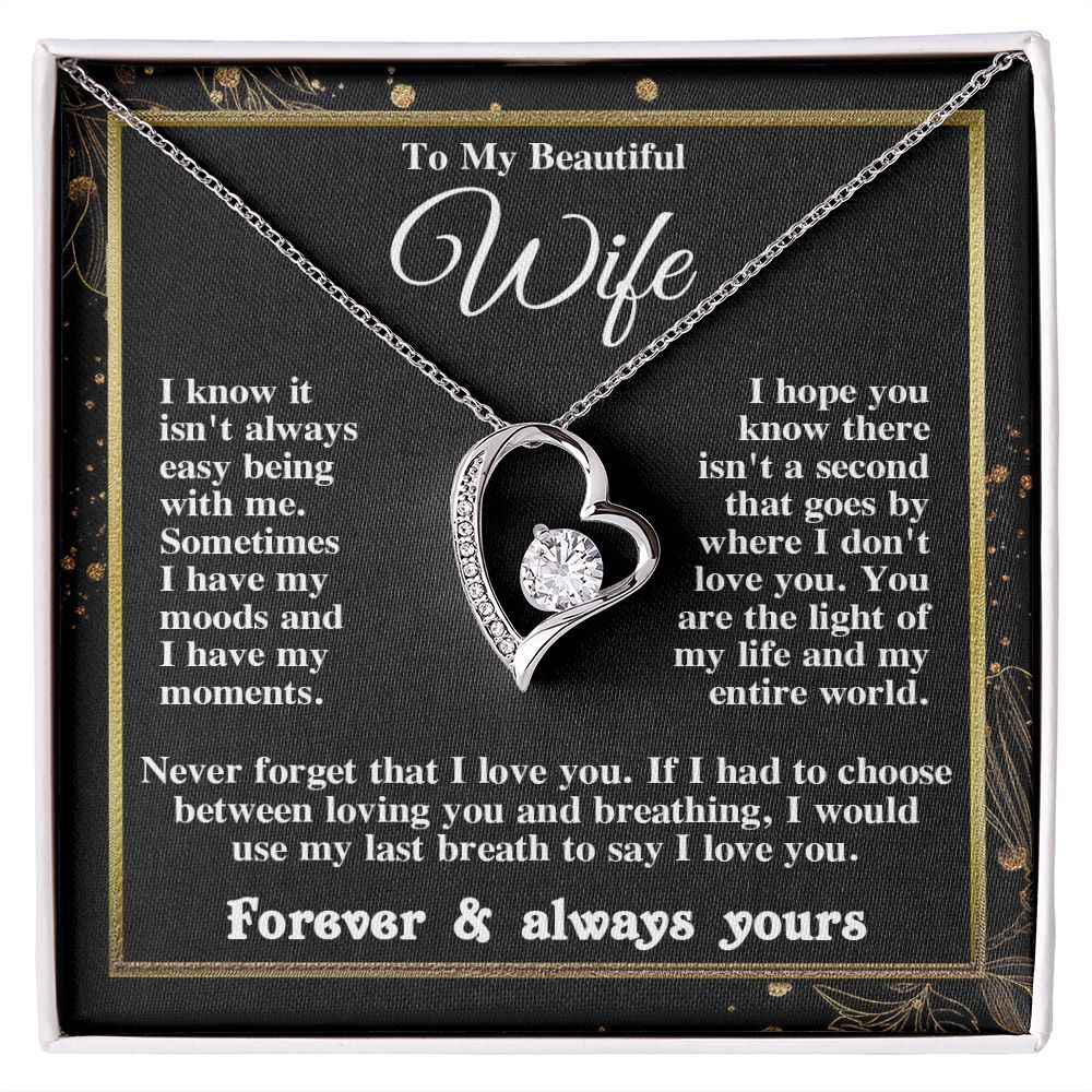 Gifts for Wife Necklace from Husband, Gifts for Wife from Husband, Birthday Gifts for Her Gifts Soulmate Message Card and Necklace Gift Box Gift Box Styles on Birthday, Wedding, Anniversary, Valentine Forever Love