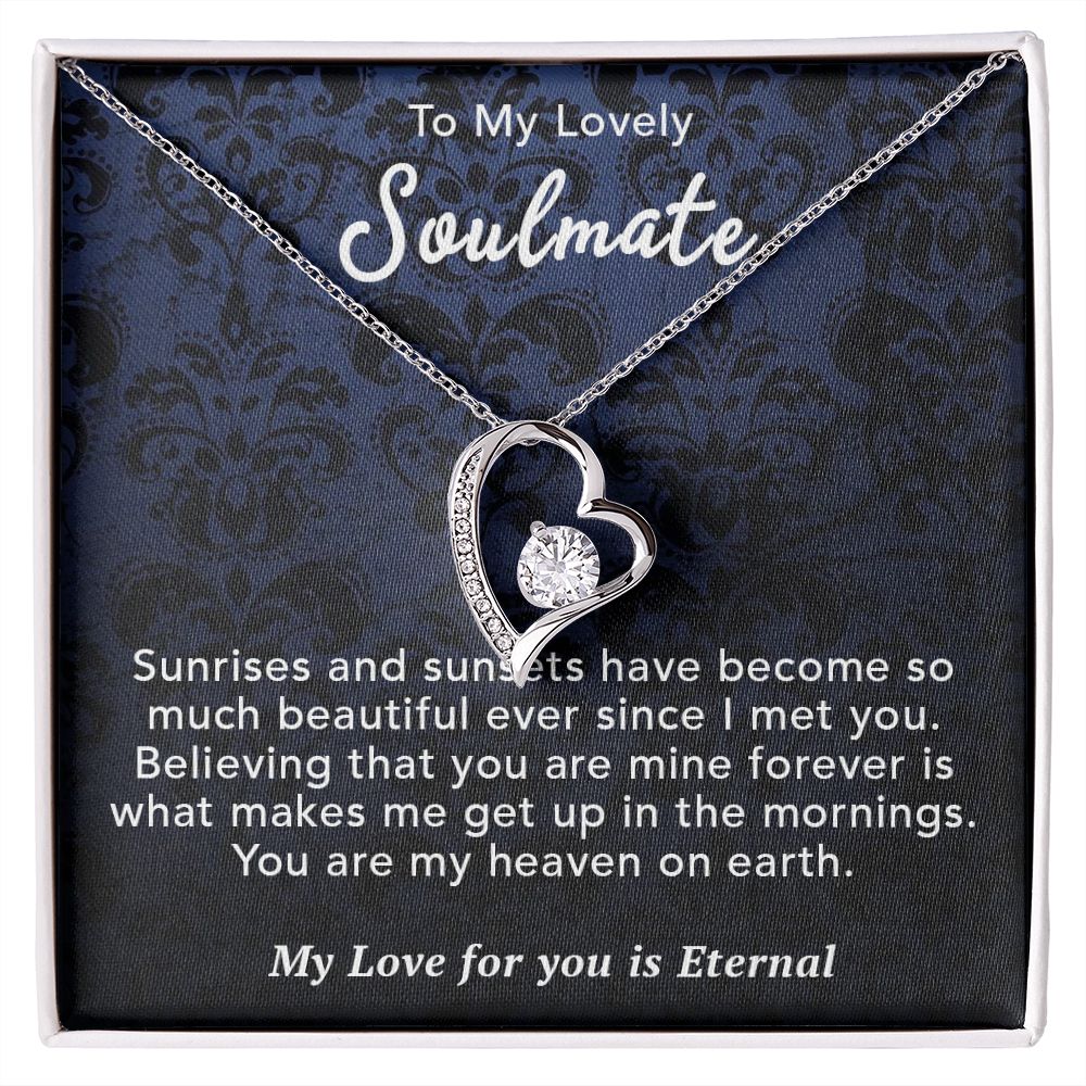 To My Lovely Soulmate Necklace Gift From Husband To My Badass Wife Pendant Wedding Jewelry with Message Card and Gift Box. Gift for Wife. Necklace Gift Set for Wife Necklace Gifts Box Gift Box Styles Forever Love