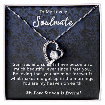 To My Lovely Soulmate Necklace Gift From Husband To My Badass Wife Pendant Wedding Jewelry with Message Card and Gift Box. Gift for Wife. Necklace Gift Set for Wife Necklace Gifts Box Gift Box Styles Forever Love